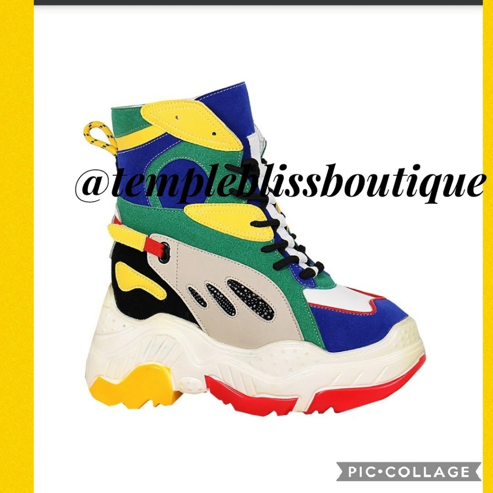 Multi color platform sneakers
